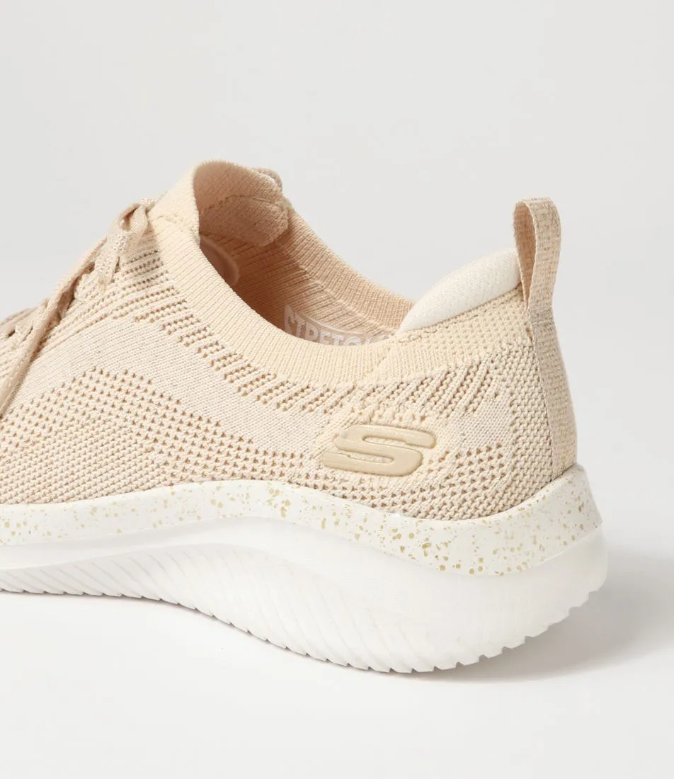 SKECHERS Ultra Flex 3.0 Natural Gold Knit Sneakers