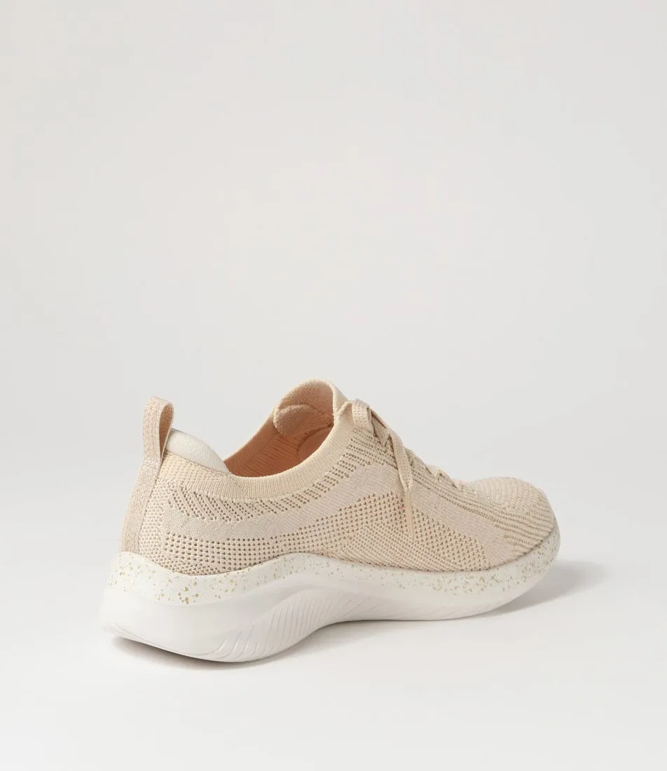 SKECHERS Ultra Flex 3.0 Natural Gold Knit Sneakers