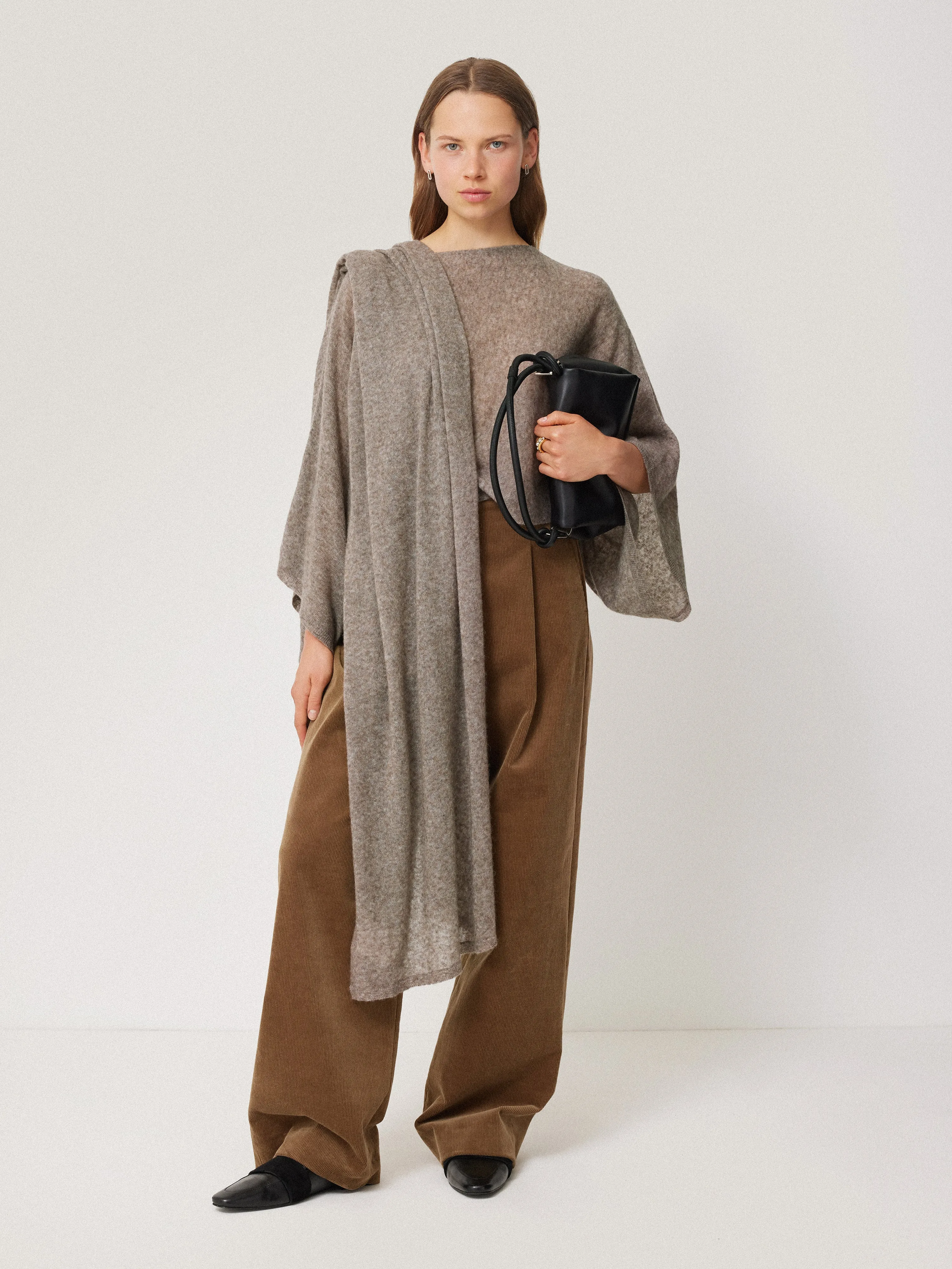 Soft Gauzy Knit Scarf | Taupe