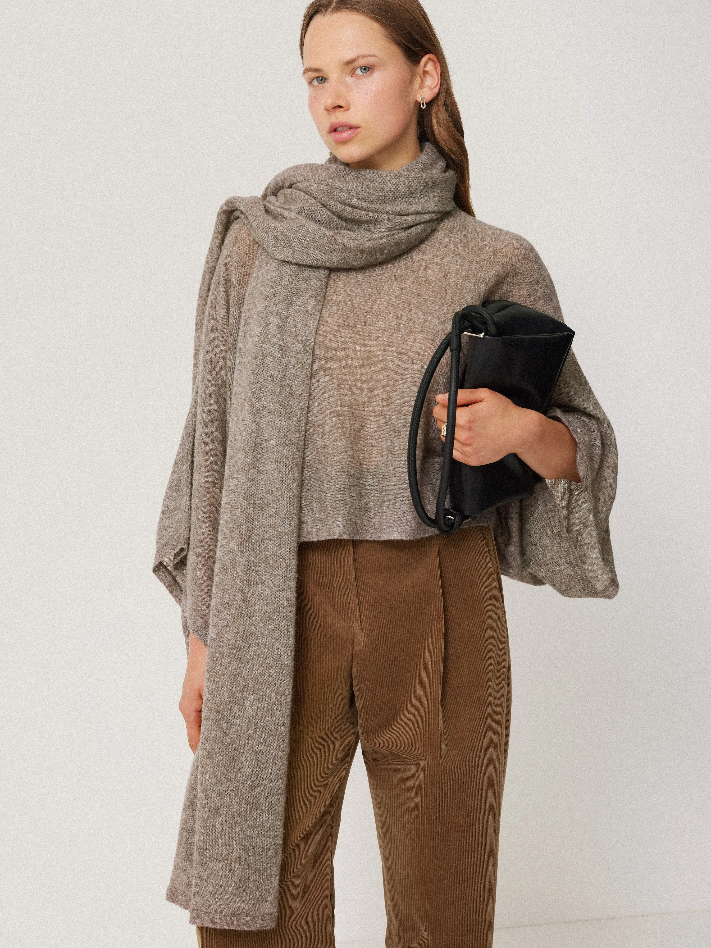 Soft Gauzy Knit Scarf | Taupe