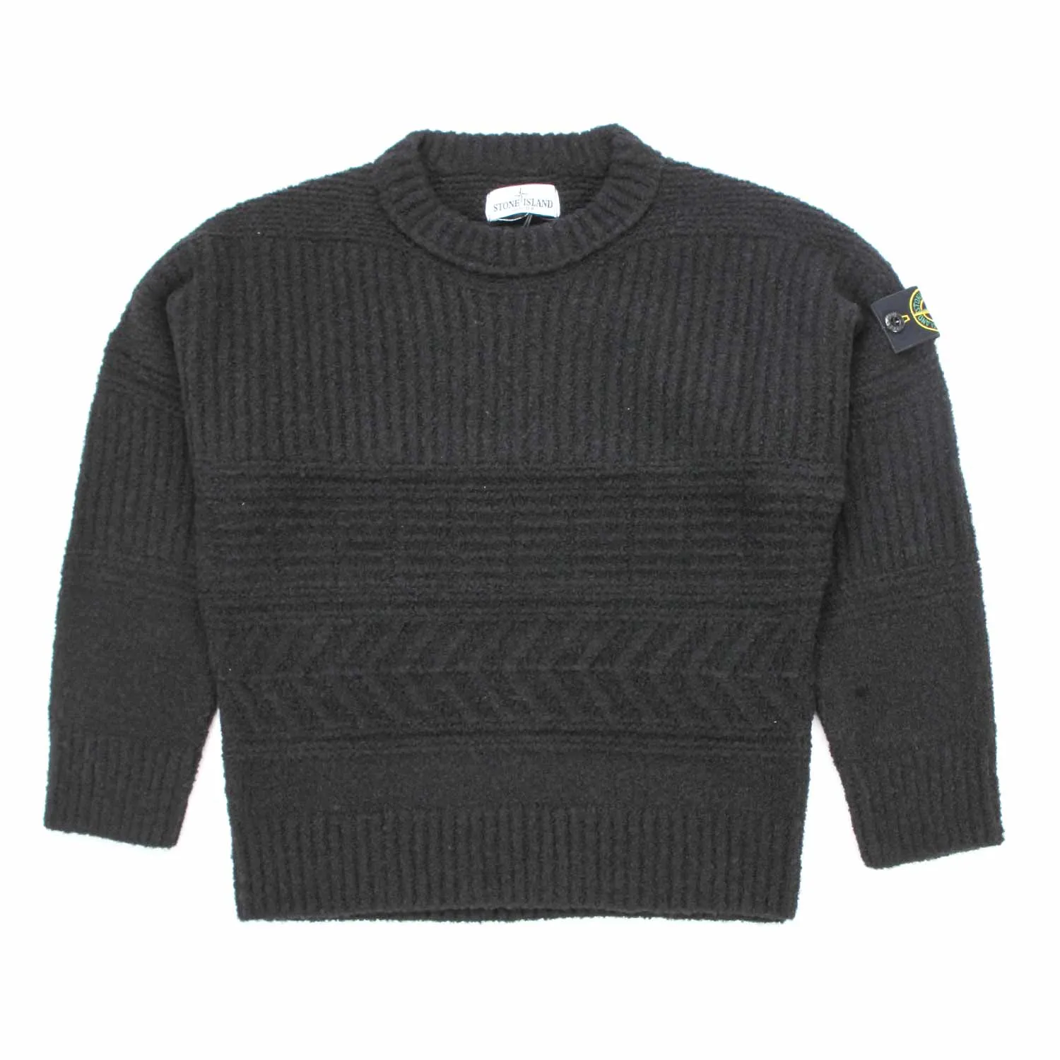 Stone Island Black Ribbed Pullover For Children And Teen