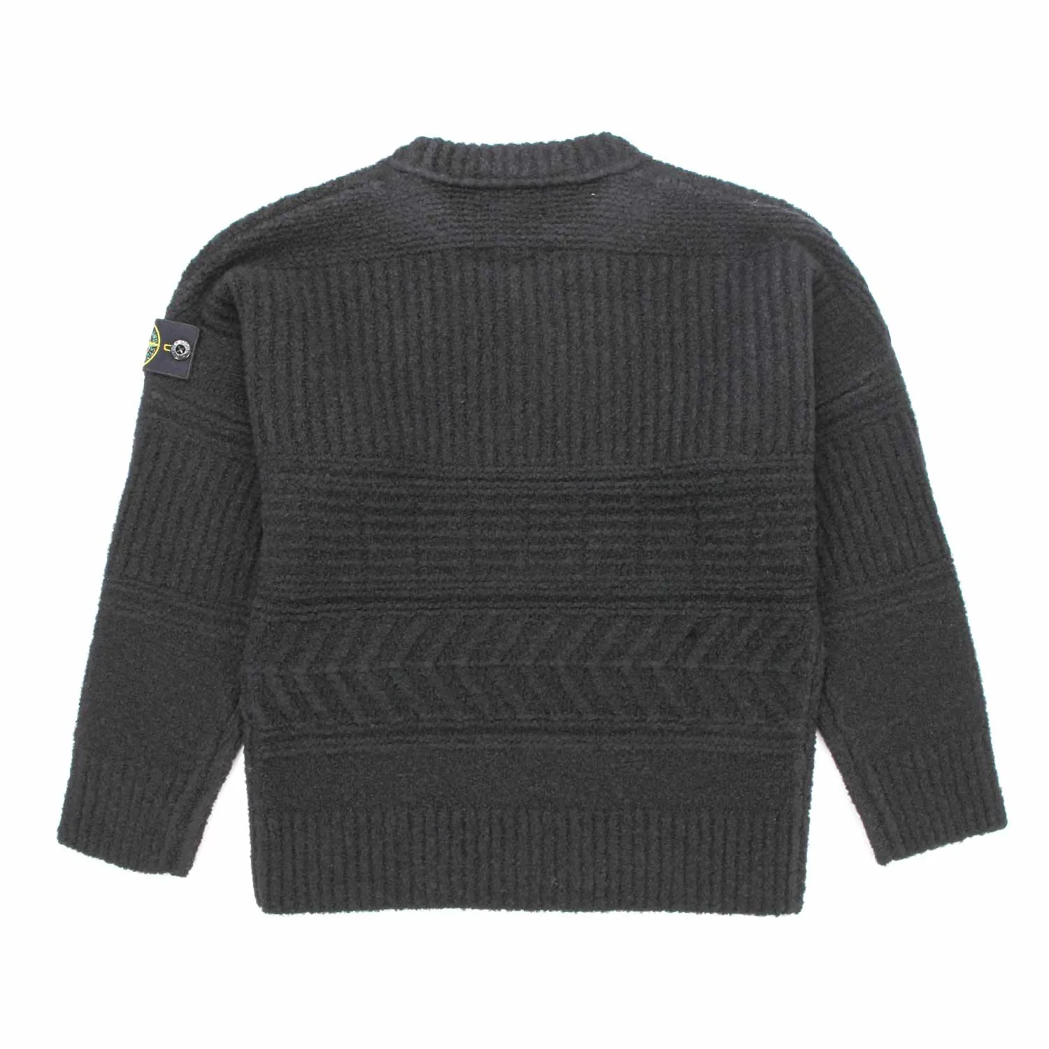 Stone Island Black Ribbed Pullover For Children And Teen