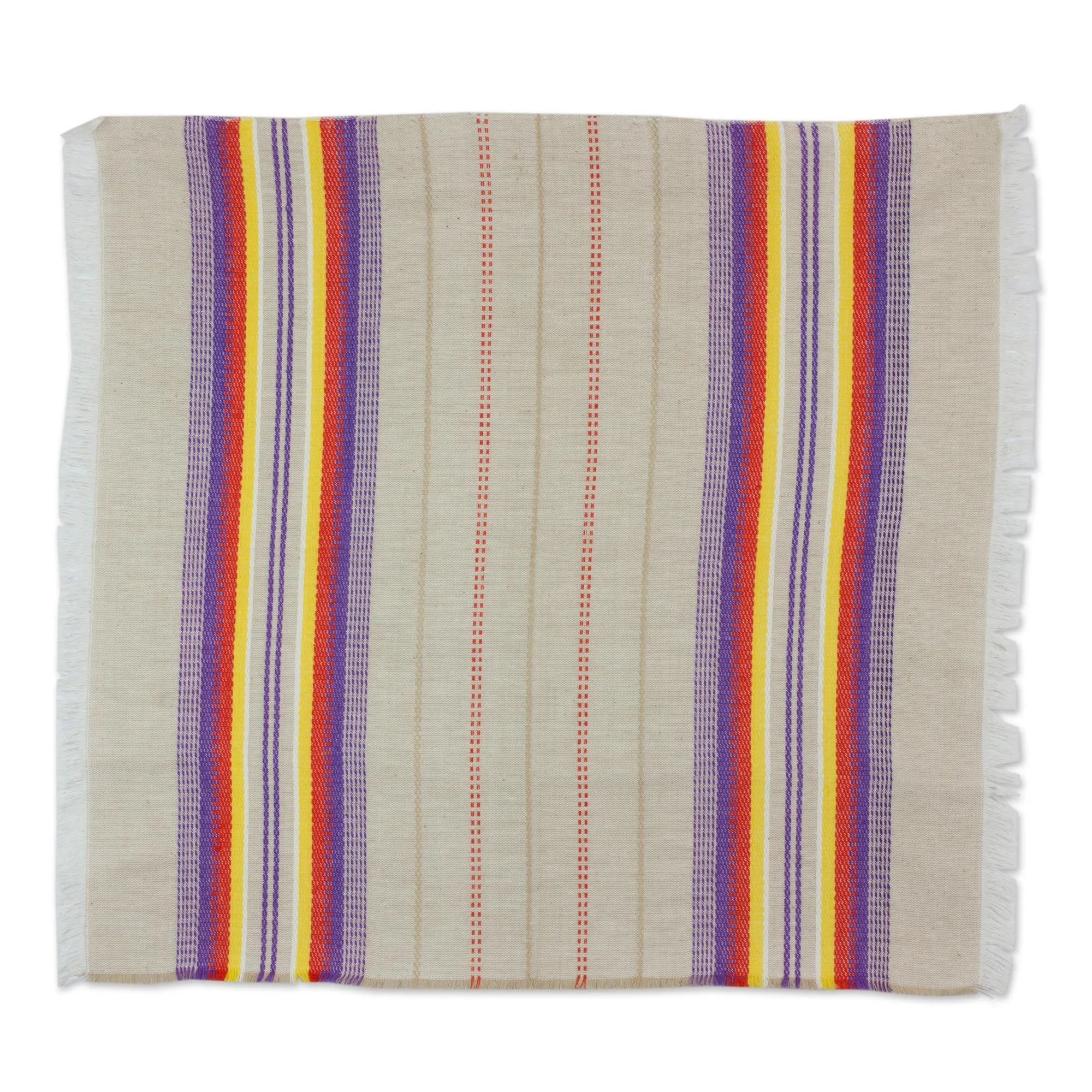 Sunset Dinner Striped 100% Cotton Napkins from Guatemala (Set of 6)