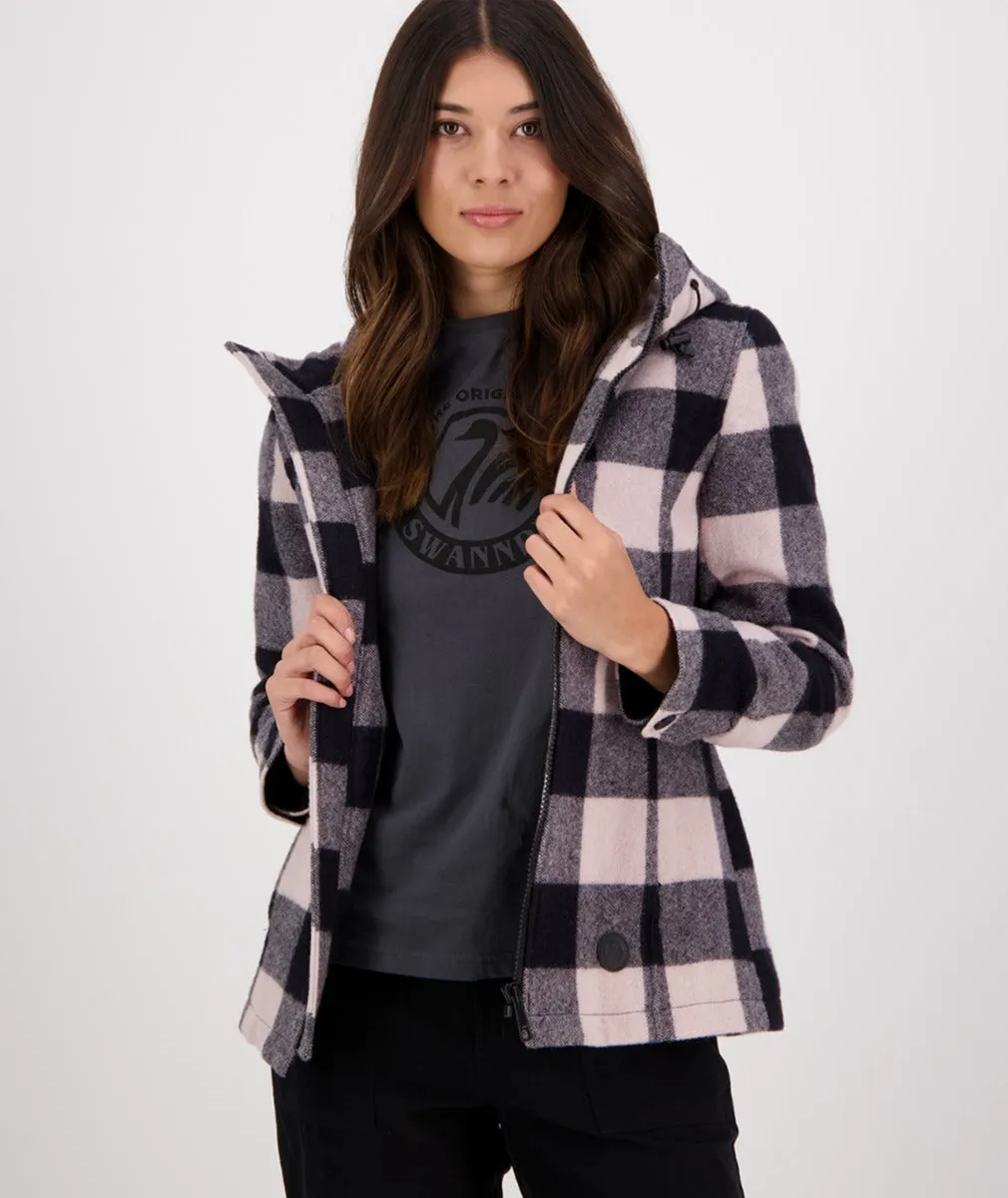 Swanndri Women's Seattle Wool Hoodie - Rose Check