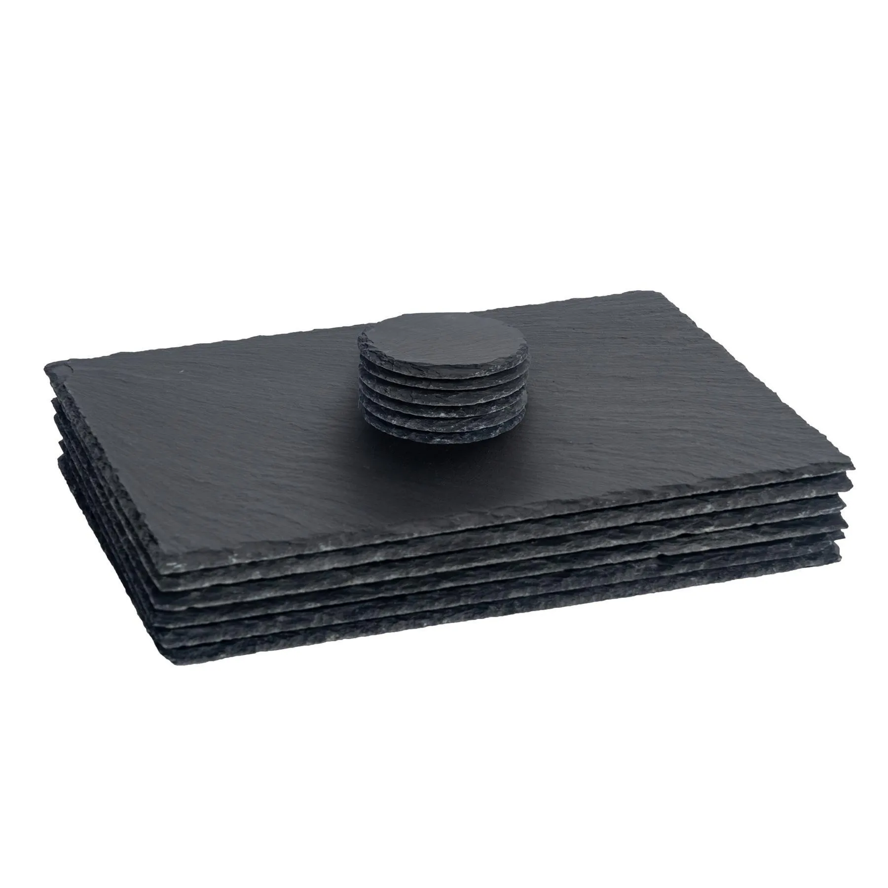 Table Linen & Mats | Slate Placemats & Coasters Set 40cm x 30cm Grey | Argon Tableware