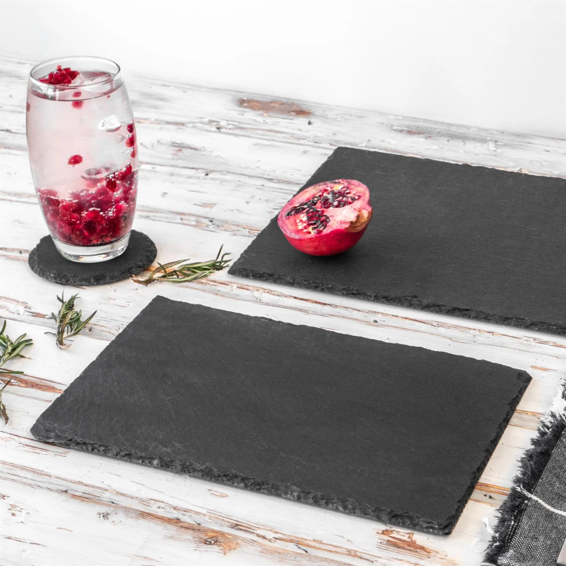 Table Linen & Mats | Slate Placemats & Coasters Set 40cm x 30cm Grey | Argon Tableware