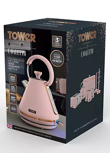 Tower Cavaletto 1.7L Pyramid Kettle with Rapid Boil 3000W T10044PNK - Marshmallow Pink and Rose Gold | Kaleidoscope