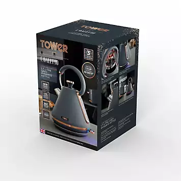 Tower Cavaletto 1.7L Pyramid Kettle with Rapid Boil 3000W T10044RGG - Grey and Rose Gold | Kaleidoscope