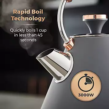 Tower Cavaletto 1.7L Pyramid Kettle with Rapid Boil 3000W T10044RGG - Grey and Rose Gold | Kaleidoscope