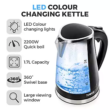 Tower LED Colour Changing Kettle T10012 - Black | Kaleidoscope