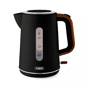 Tower T10037BLK Jug Kettle with Rapid Boil, 1.7L, 3000W, Black | Kaleidoscope