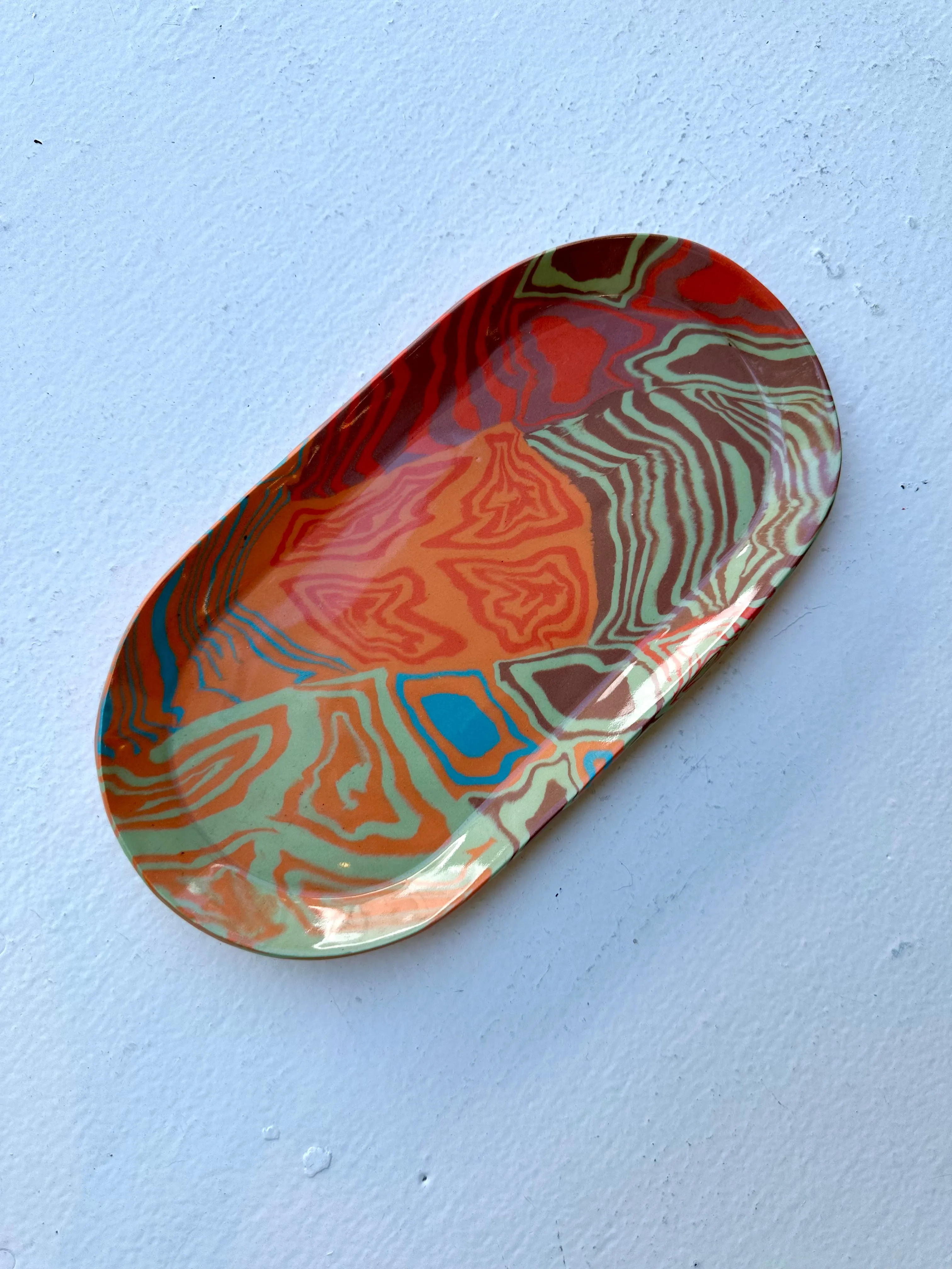 Trippy Swirl Oval Plate