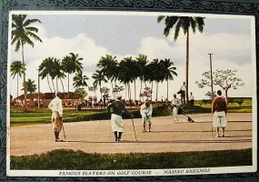 VINTAGE Knicker Era GOLFING Postcard,Nassau Bahamas,Famous Players On Golf Course,Golf Collectibles,Man Cave Decor, Gift For Gol