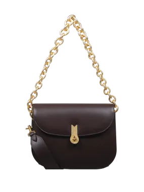 WOMAN AMATO DANIELE DARK BROWN CALF LEATHER QUEEN CACCIATORA BAG