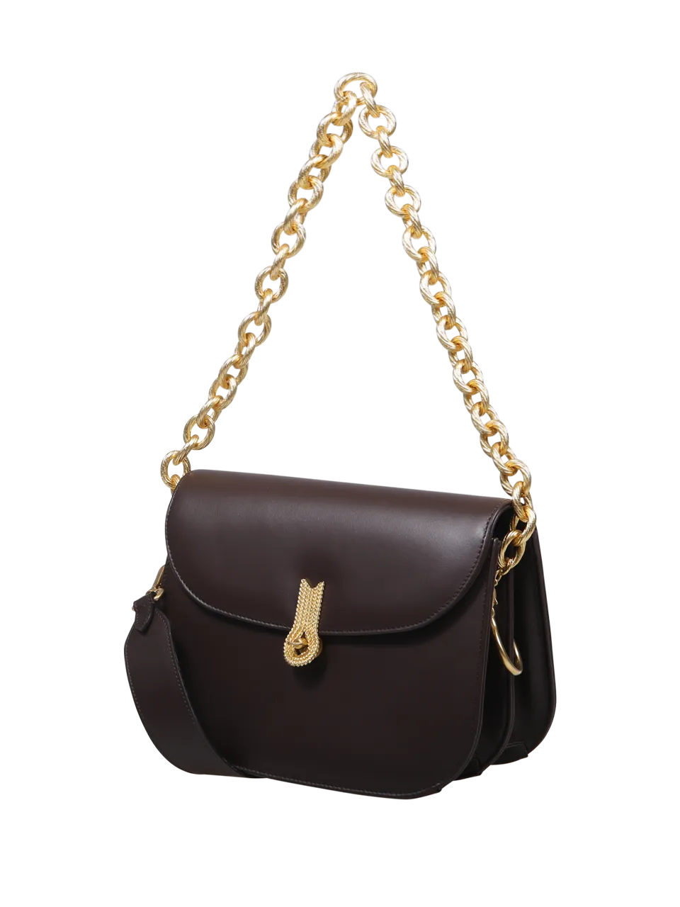 WOMAN AMATO DANIELE DARK BROWN CALF LEATHER QUEEN CACCIATORA BAG