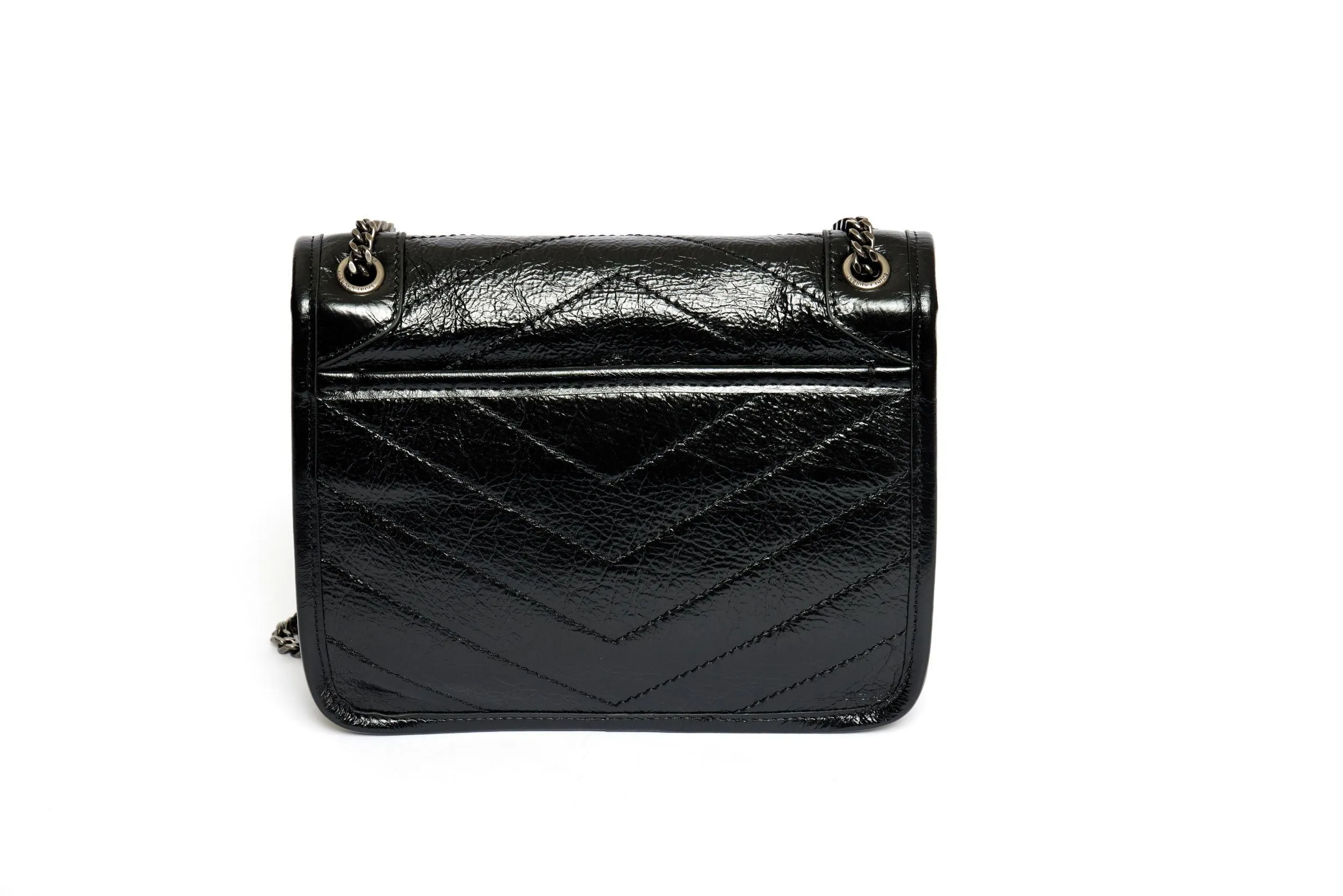 YSL New Black Patent Cross Body Bag