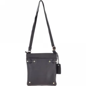 Zip Top Leather Cross Body Bag Black :  Dolly